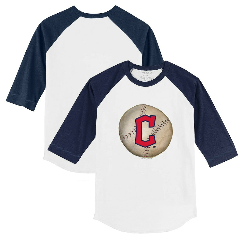 Cleveland Guardians Tiny Turnip Youth Stitched Baseball 3/4-Sleeve Raglan T-Shirt Clearance