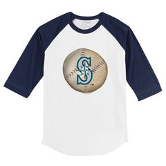 Seattle Mariners Tiny Turnip Youth Stitched Baseball 3/4-Sleeve Raglan T-Shirt Clearance