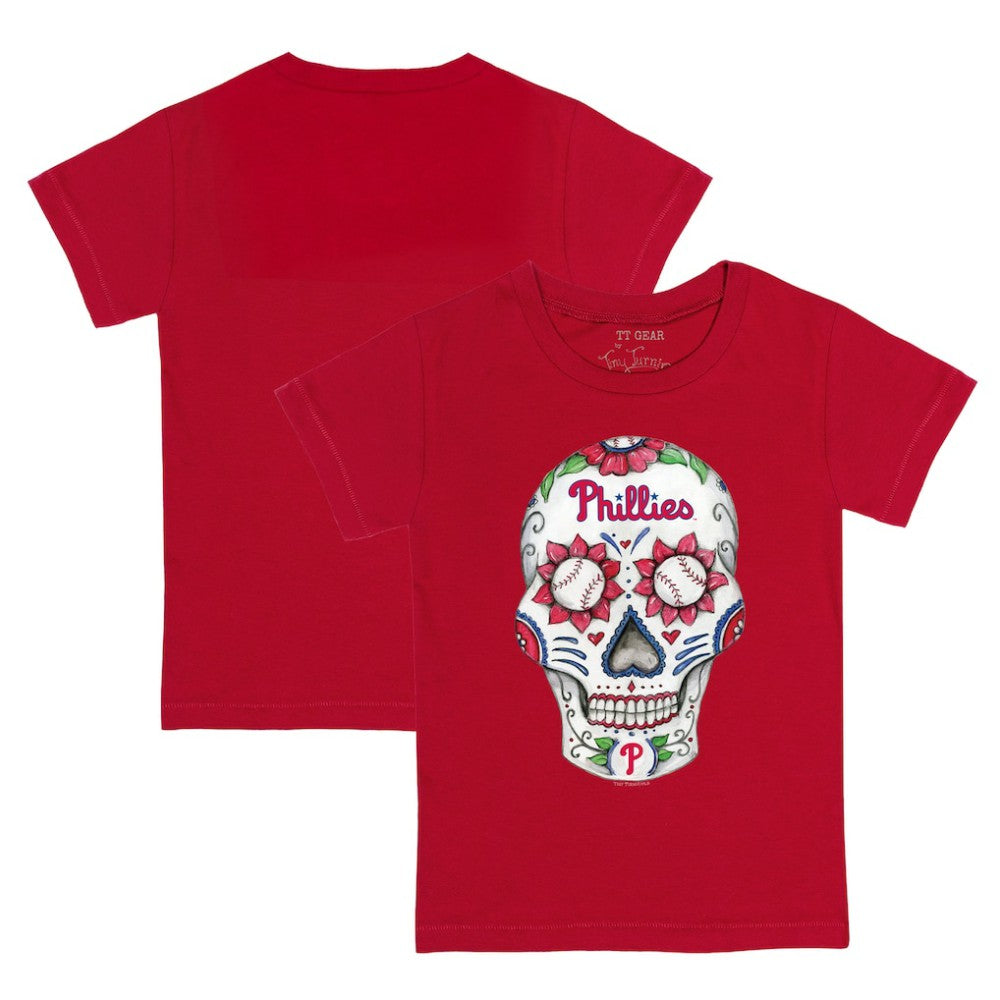 Philadelphia Phillies Tiny Turnip Youth Sugar Skull T-Shirt On Sale