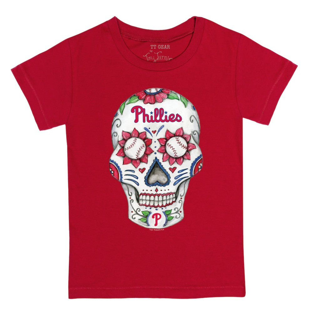 Philadelphia Phillies Tiny Turnip Youth Sugar Skull T-Shirt On Sale