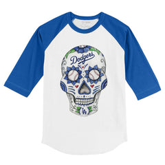 Los Angeles Dodgers Tiny Turnip Youth Sugar Skull 3/4-Sleeve Raglan T-Shirt Lifestyle