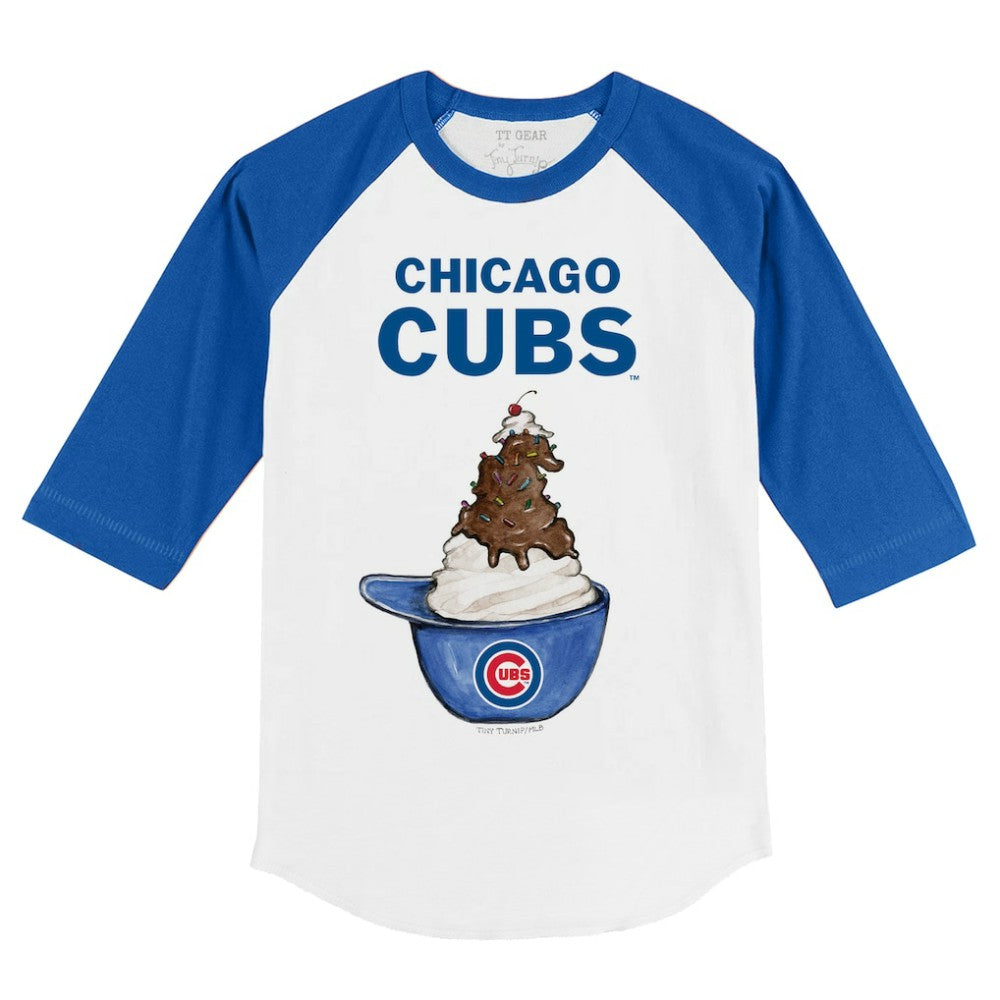 Chicago Cubs Tiny Turnip Youth Sundae Helmet 3/4-Sleeve Raglan T-Shirt Sale