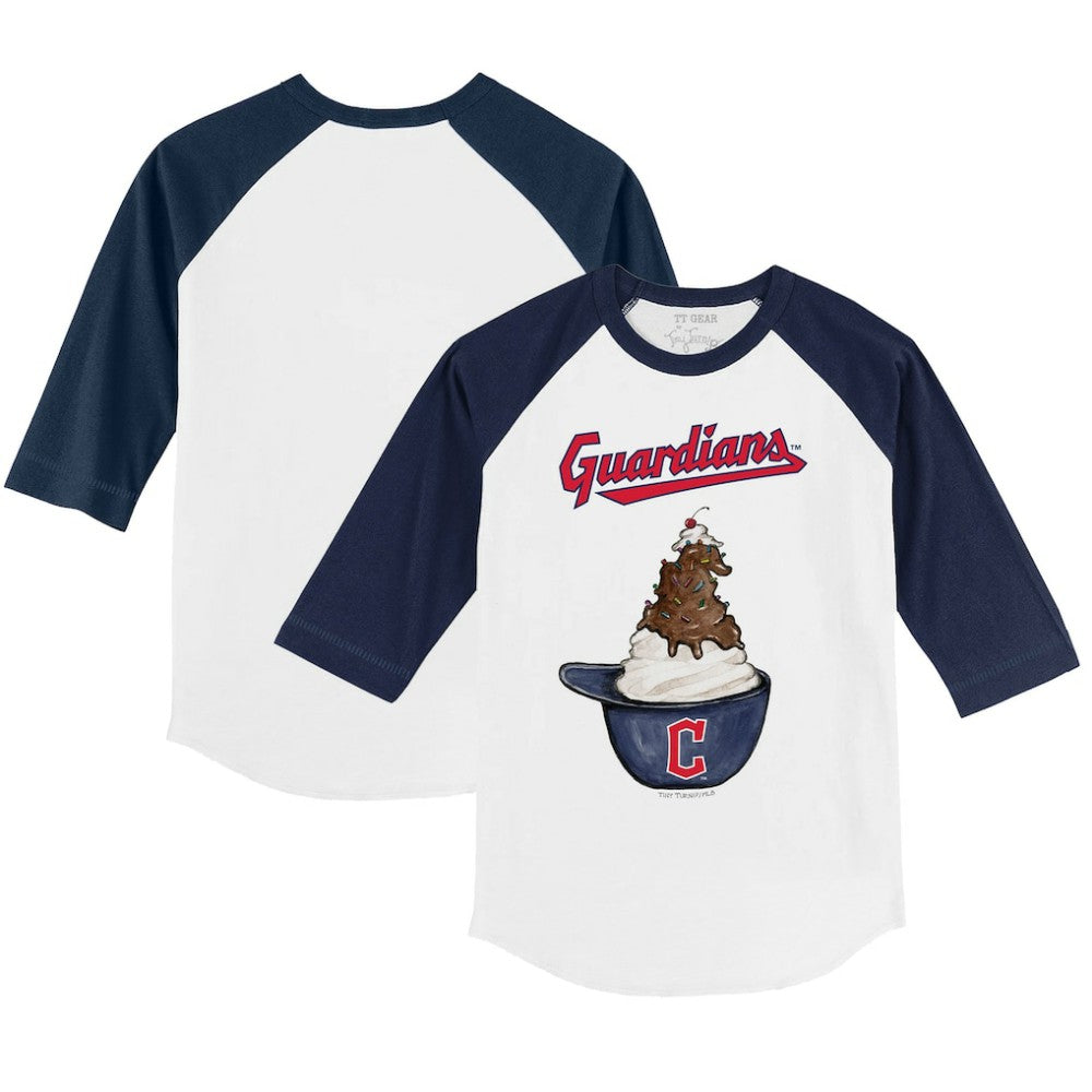 Cleveland Guardians Tiny Turnip Youth Sundae Helmet 3/4-Sleeve Raglan T-Shirt On Sale