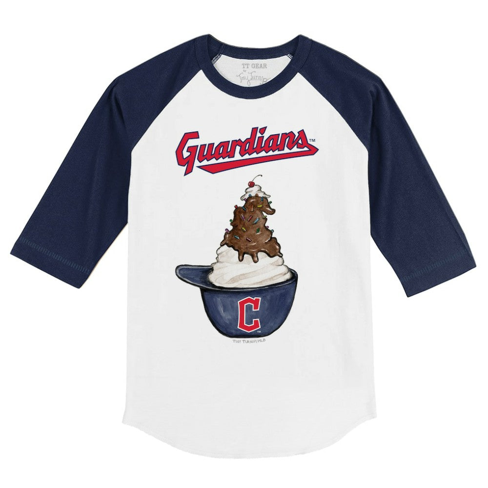 Cleveland Guardians Tiny Turnip Youth Sundae Helmet 3/4-Sleeve Raglan T-Shirt On Sale