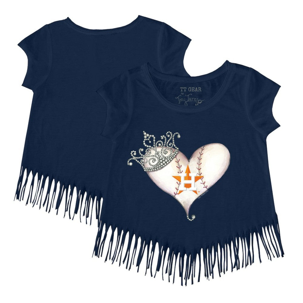 Houston Astros Tiny Turnip Girls Youth Tiara Heart Fringe T-Shirt Sale