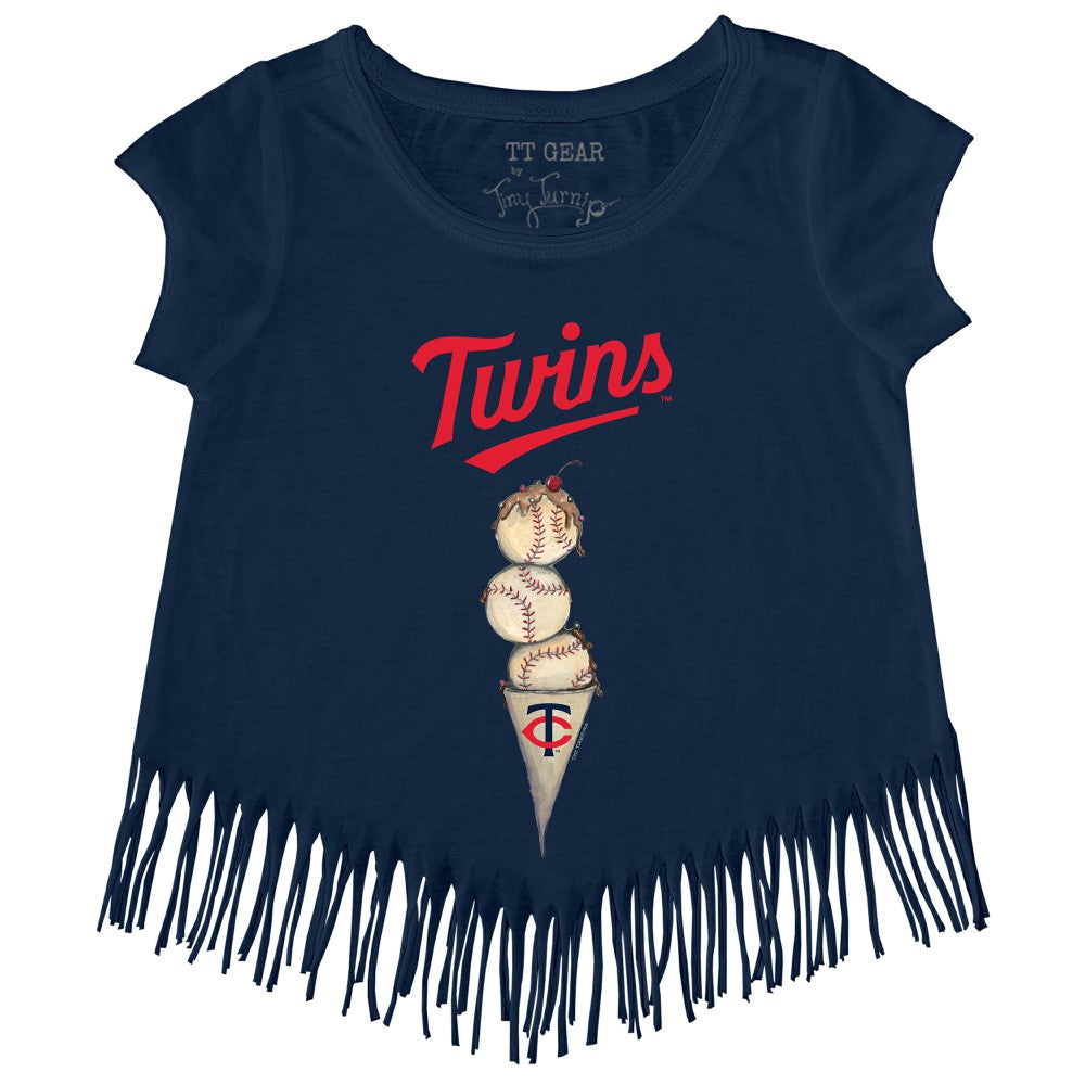 Minnesota Twins Tiny Turnip Girls Youth Triple Scoop Fringe T-Shirt Lifestyle
