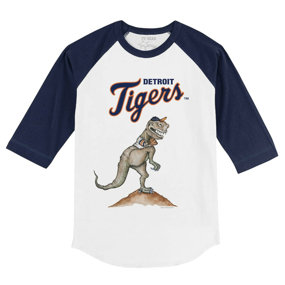 Detroit Tigers Tiny Turnip Youth TT Rex 3/4-Sleeve Raglan T-Shirt Lifestyle