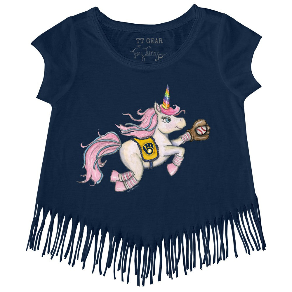 Milwaukee Brewers Tiny Turnip Girls Youth Unicorn Fringe T-Shirt Clearance