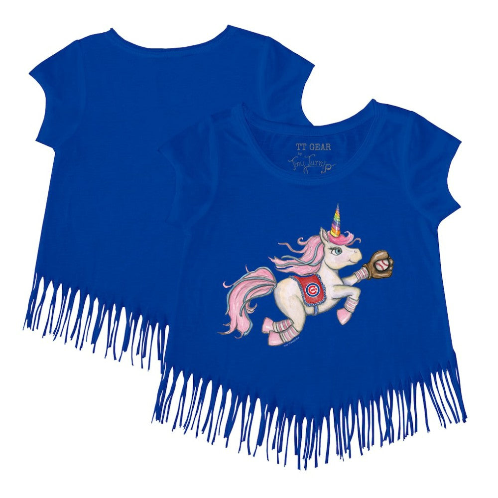 Chicago Cubs Tiny Turnip Girls Youth Unicorn Fringe T-Shirt Lifestyle