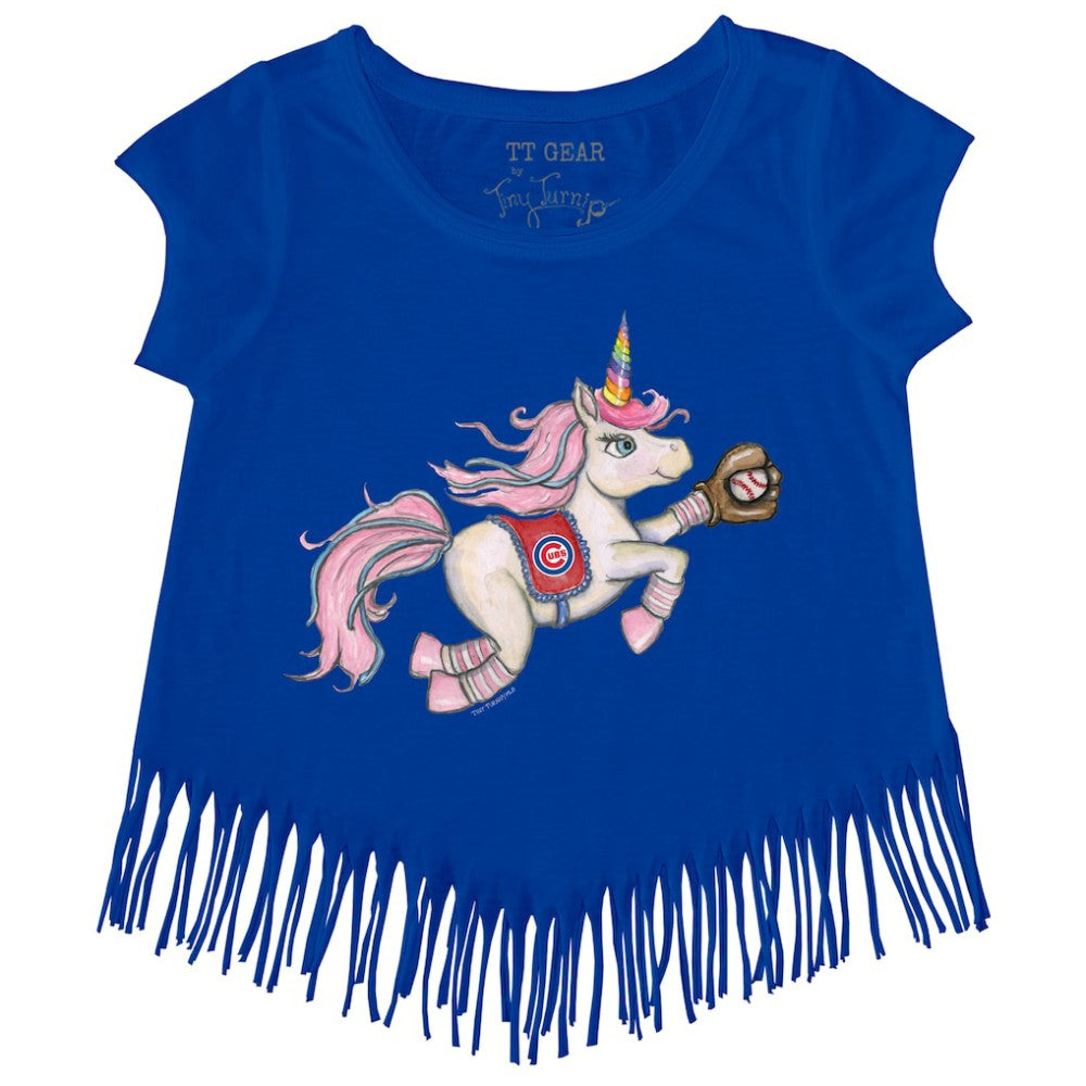 Chicago Cubs Tiny Turnip Girls Youth Unicorn Fringe T-Shirt Lifestyle