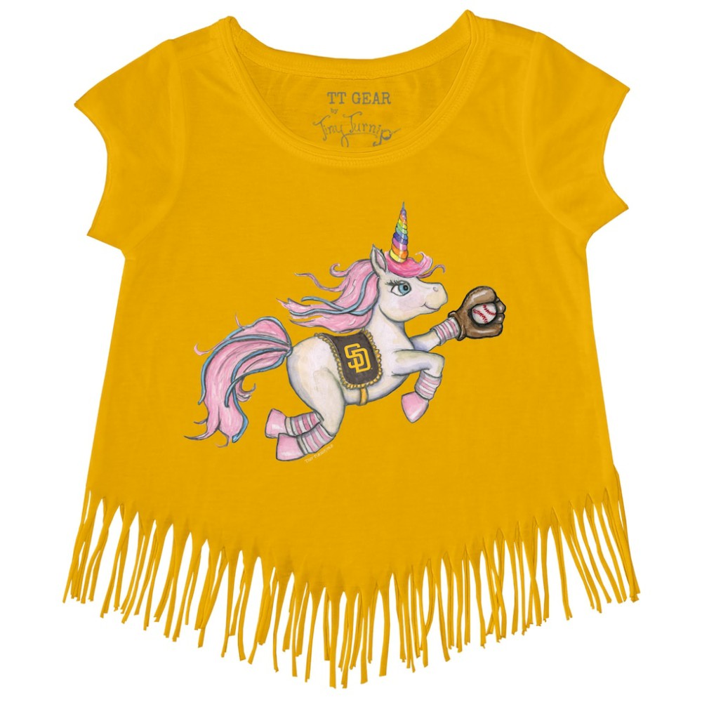 San Diego Padres Tiny Turnip Girls Youth Unicorn Fringe T-Shirt Online