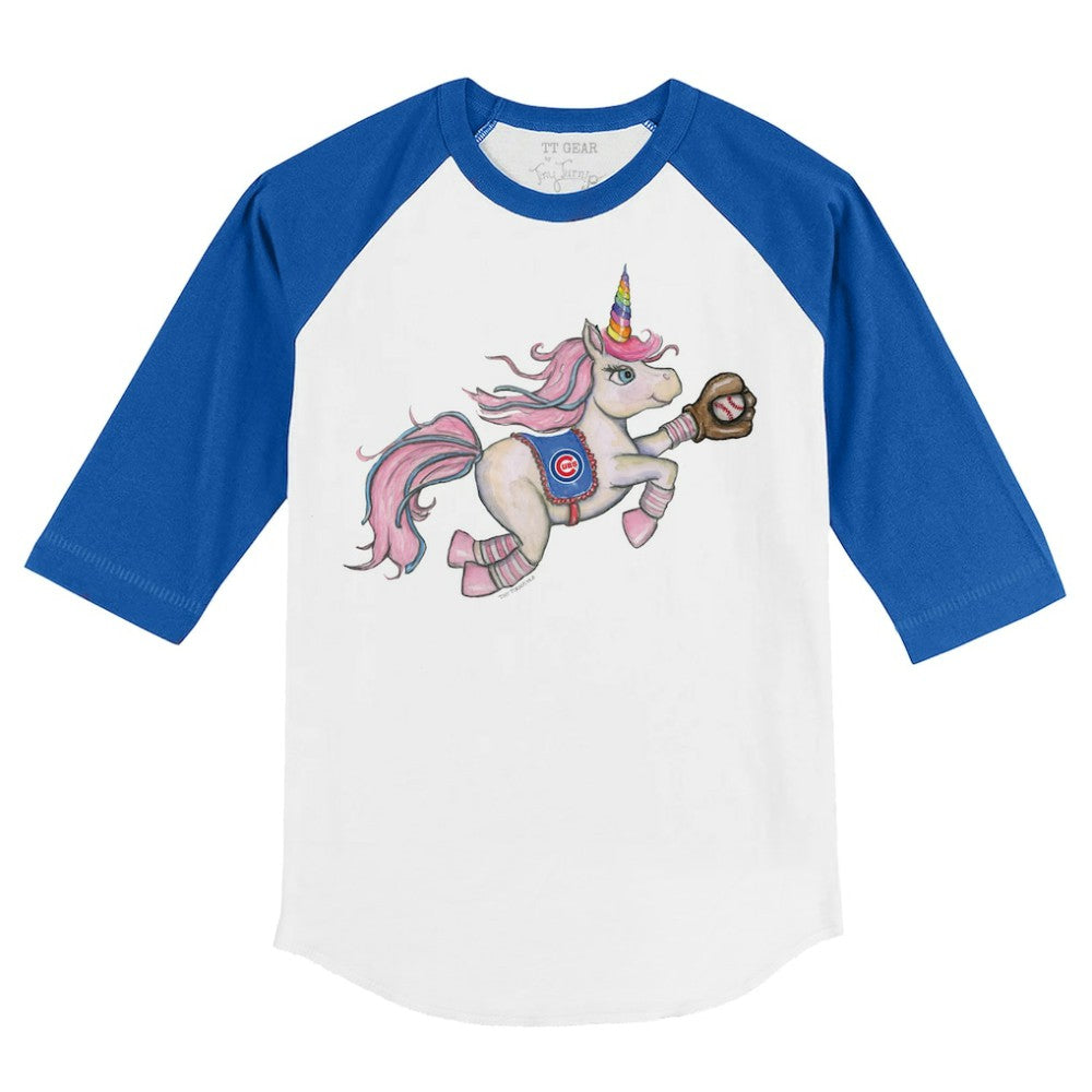 Chicago Cubs Tiny Turnip Youth Unicorn 3/4-Sleeve Raglan T-Shirt On Sale