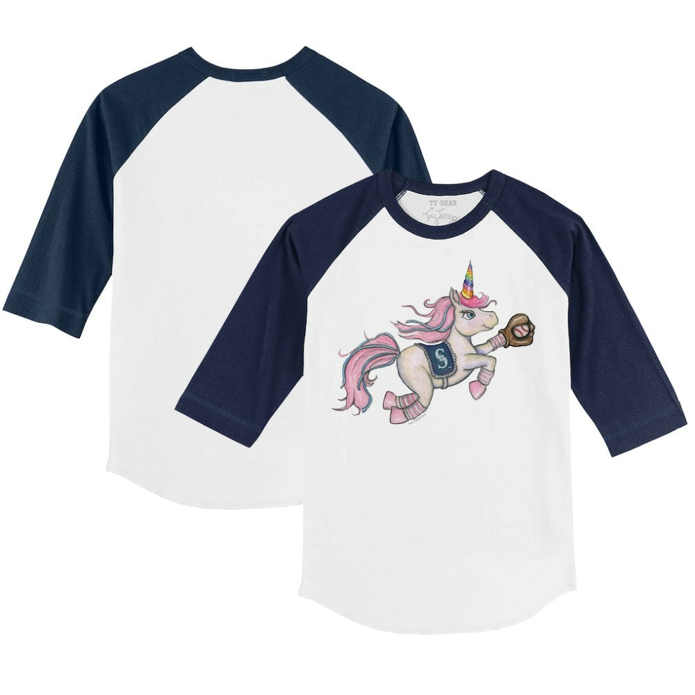 Seattle Mariners Tiny Turnip Youth Unicorn 3/4-Sleeve Raglan T-Shirt discount