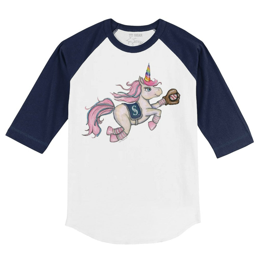 Seattle Mariners Tiny Turnip Youth Unicorn 3/4-Sleeve Raglan T-Shirt discount