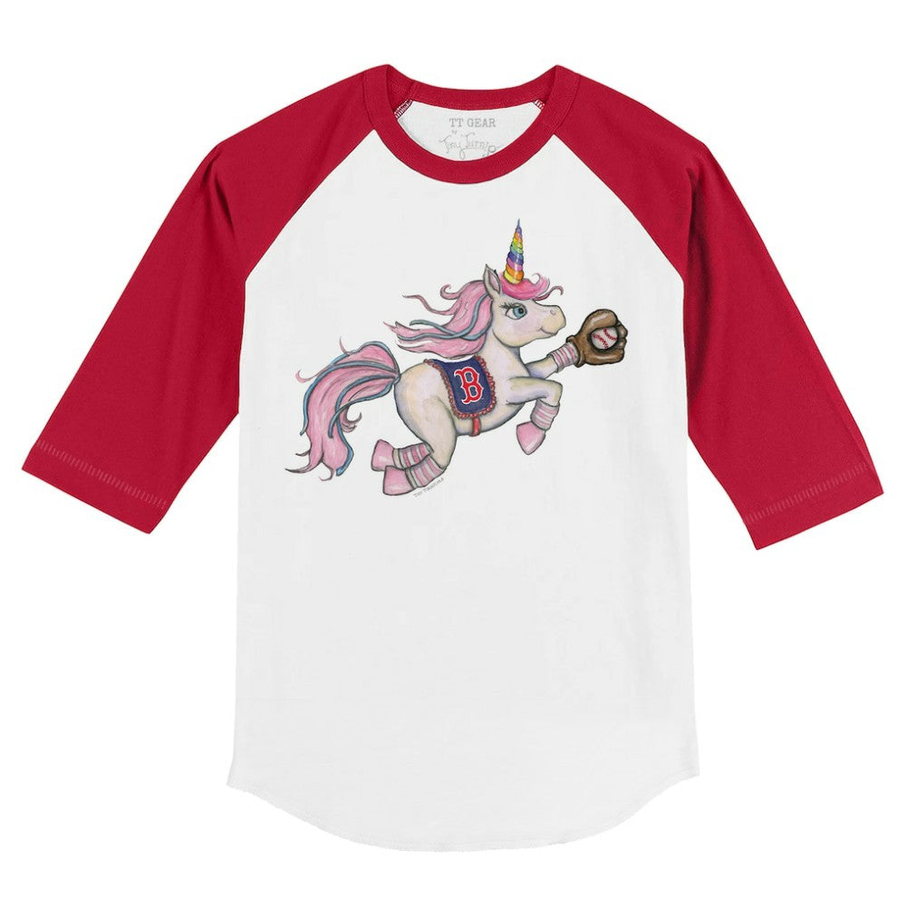 Boston Red Sox Tiny Turnip Youth Unicorn 3/4-Sleeve Raglan T-Shirt On Sale