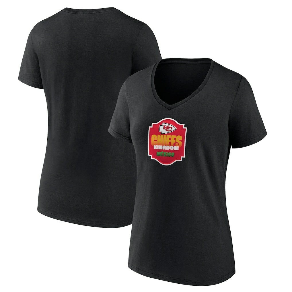 Kansas City Chiefs Women's Kingdom Mexico V-Neck T-Shirt Black - NFL