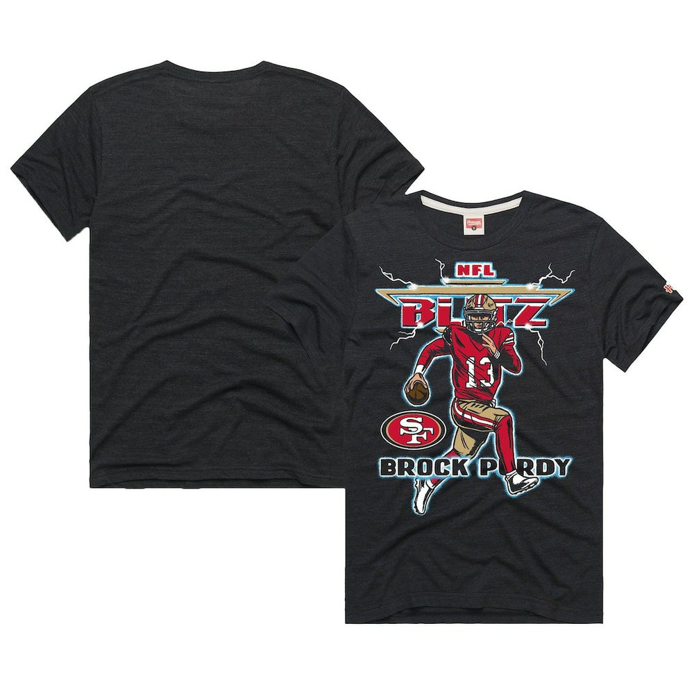 Brock Purdy San Francisco 49ers Homage Unisex NFL Blitz Player Tri-Blend T-Shirt Heathered Black - NFL
