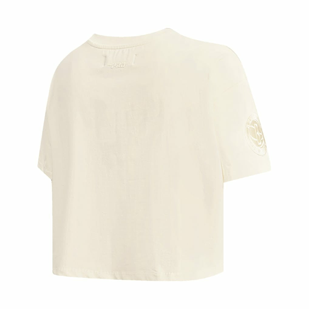NBA - Brooklyn Nets Pro Standard Women's Neutral Boxy Crop T-Shirt - Cream
