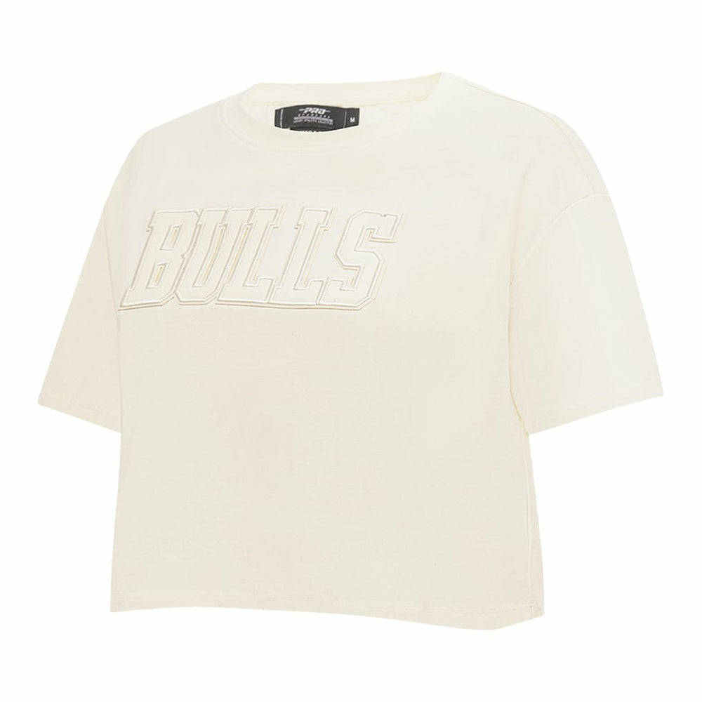 NBA - Chicago Bulls Pro Standard Women's Neutral Boxy Crop T-Shirt - Cream