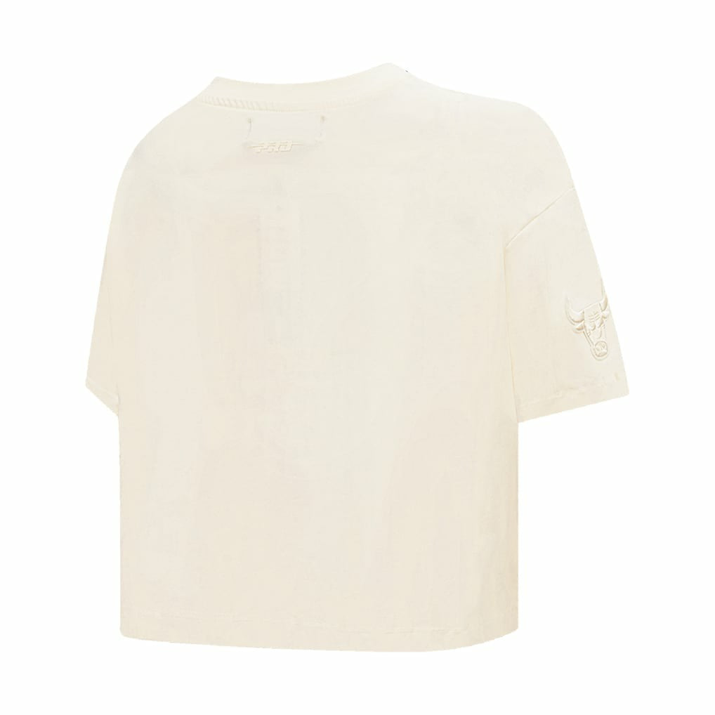 NBA - Chicago Bulls Pro Standard Women's Neutral Boxy Crop T-Shirt - Cream
