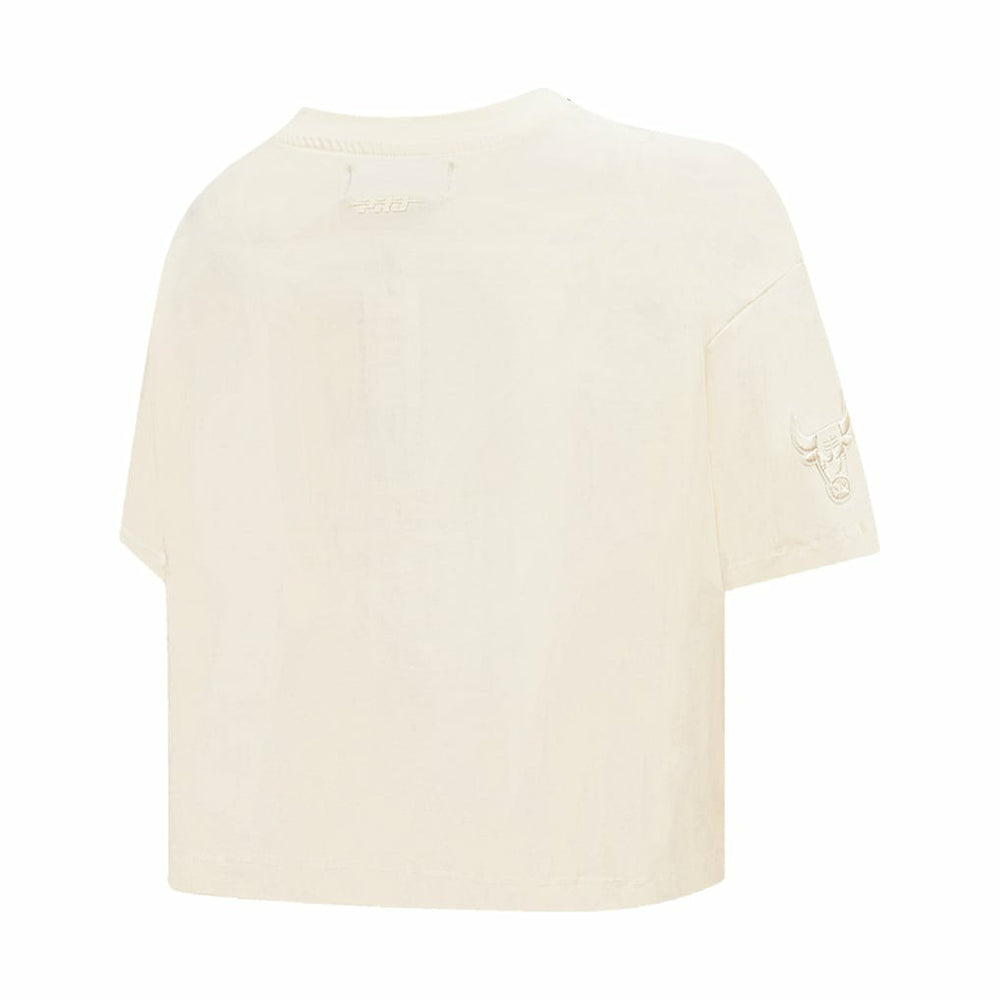 NBA - Chicago Bulls Pro Standard Women's Neutral Boxy Crop T-Shirt - Cream