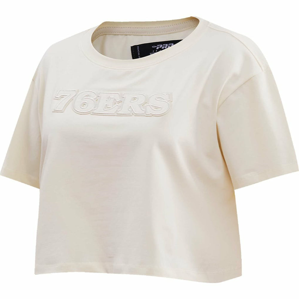 NBA - Philadelphia 76ers Pro Standard Women's Neutral Boxy Crop T-Shirt - Cream