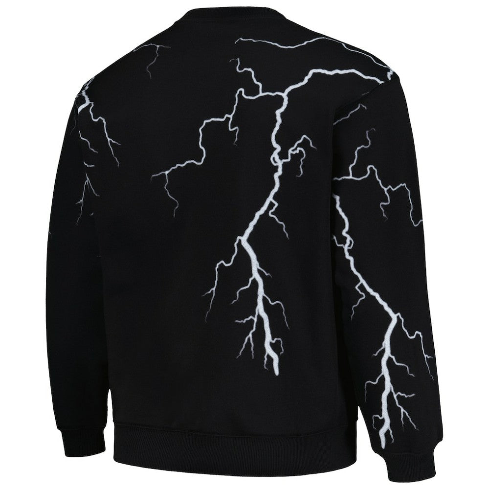 Atlanta Braves PLEASURES Lightning Crewneck Pullover Sweatshirt On Sale