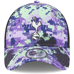 New Era Tottenham Hotspur New Era Black Glitch All Over Print E-Frame Trucker Adjustable Hat
