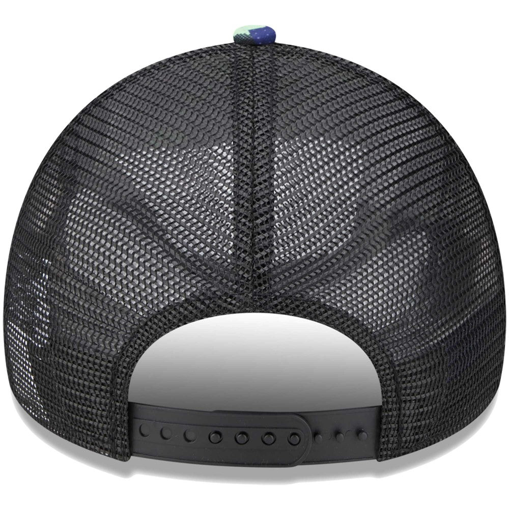 New Era Tottenham Hotspur New Era Black Glitch All Over Print E-Frame Trucker Adjustable Hat