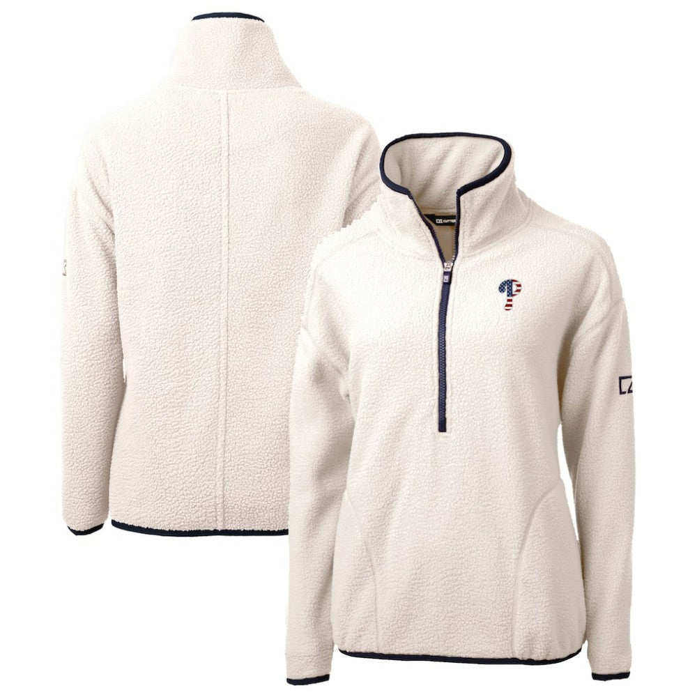 Philadelphia Phillies Cutter & Buck Women's Americana Logo Cascade Eco Sherpa Fleece Half-Zip Pullover Jacket Online