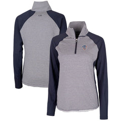 Milwaukee Brewers Cutter & Buck Women's Americana Logo Forge Tonal Stripe Stretch Half-Zip Pullover Top Lifestyle