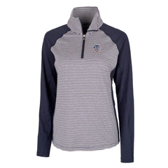 Milwaukee Brewers Cutter & Buck Women's Americana Logo Forge Tonal Stripe Stretch Half-Zip Pullover Top Lifestyle