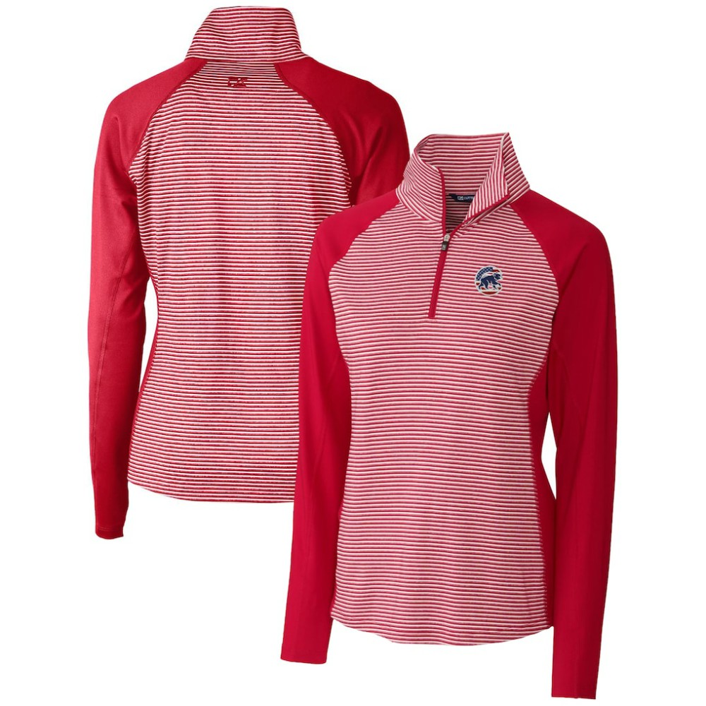 Chicago Cubs Cutter & Buck Women's Americana Logo Forge Tonal Stripe Stretch Half-Zip Pullover Top Near Me