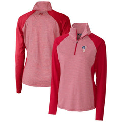 Philadelphia Phillies Cutter & Buck Women's Americana Logo Forge Tonal Stripe Stretch Half-Zip Pullover Top Clearance