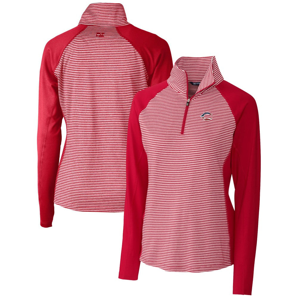 Cincinnati Reds Cutter & Buck Women's Americana Logo Forge Tonal Stripe Stretch Half-Zip Pullover Top Near Me