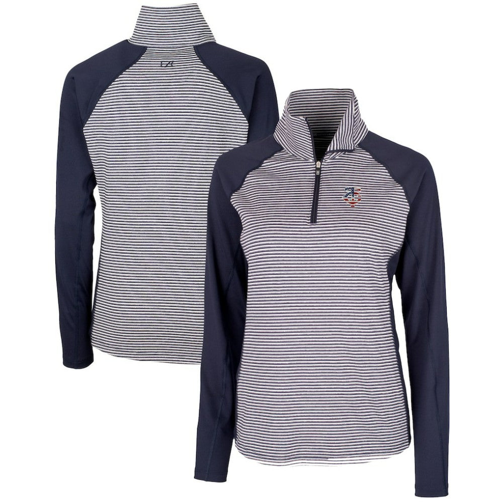 Minnesota Twins Cutter & Buck Women's Americana Logo Forge Tonal Stripe Stretch Half-Zip Pullover Top Near Me
