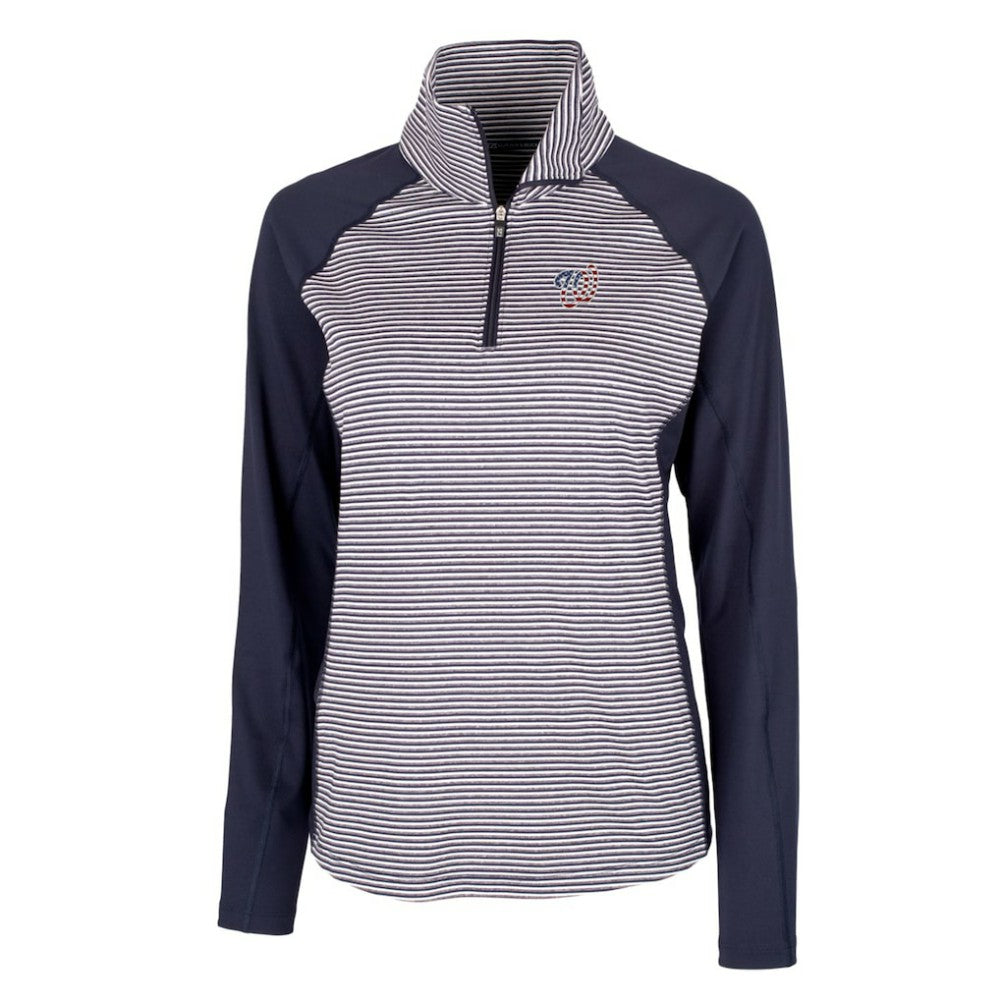 Washington Nationals Cutter & Buck Women's Americana Logo Forge Tonal Stripe Stretch Half-Zip Pullover Top discount