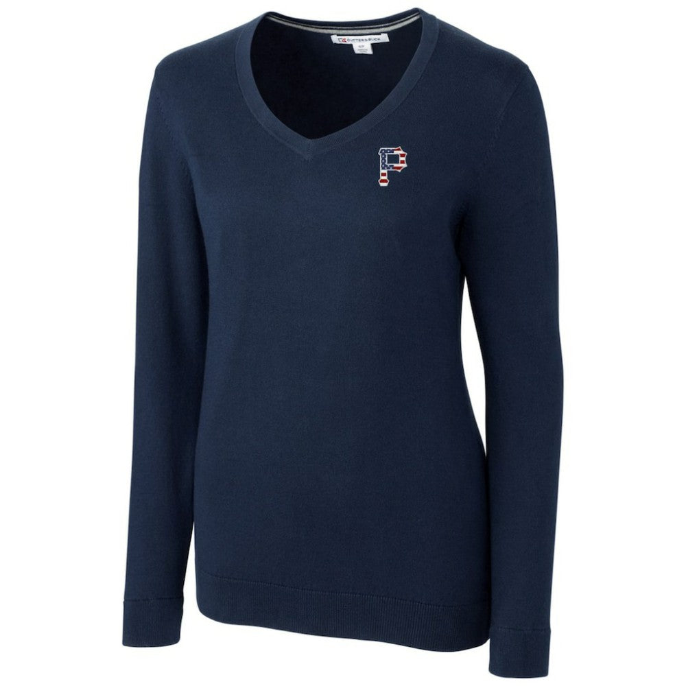 Pittsburgh Pirates Cutter & Buck Women's Americana Logo Lakemont Tri-Blend V-Neck Pullover Sweater discount