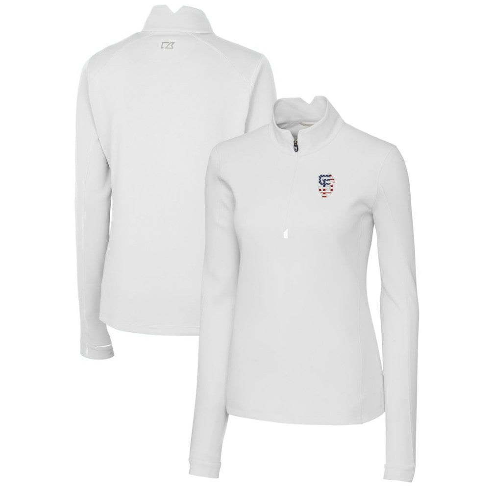 San Francisco Giants Cutter & Buck Women's Americana Logo DryTec Traverse Stretch Quarter-Zip Pullover Top Lifestyle