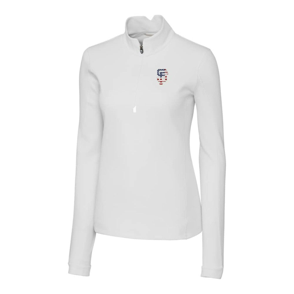 San Francisco Giants Cutter & Buck Women's Americana Logo DryTec Traverse Stretch Quarter-Zip Pullover Top Lifestyle