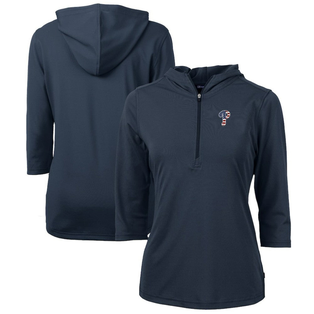 Philadelphia Phillies Cutter & Buck Women's Americana Logo DryTec Virtue Eco Pique Recycled Half-Zip Pullover Hoodie for sale