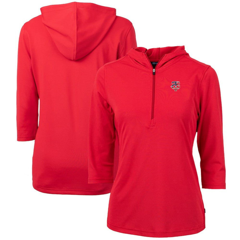 Minnesota Twins Cutter & Buck Women's Americana Logo DryTec Virtue Eco Pique Recycled Half-Zip Pullover Hoodie Online