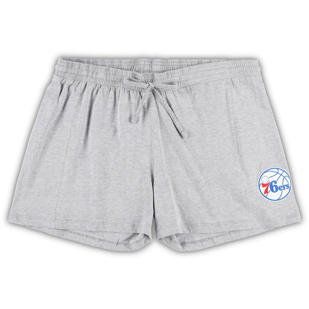 Fanatics - Philadelphia 76ers Women's Plus Size T-Shirt & Shorts Combo Set - Royal/Heather Gray