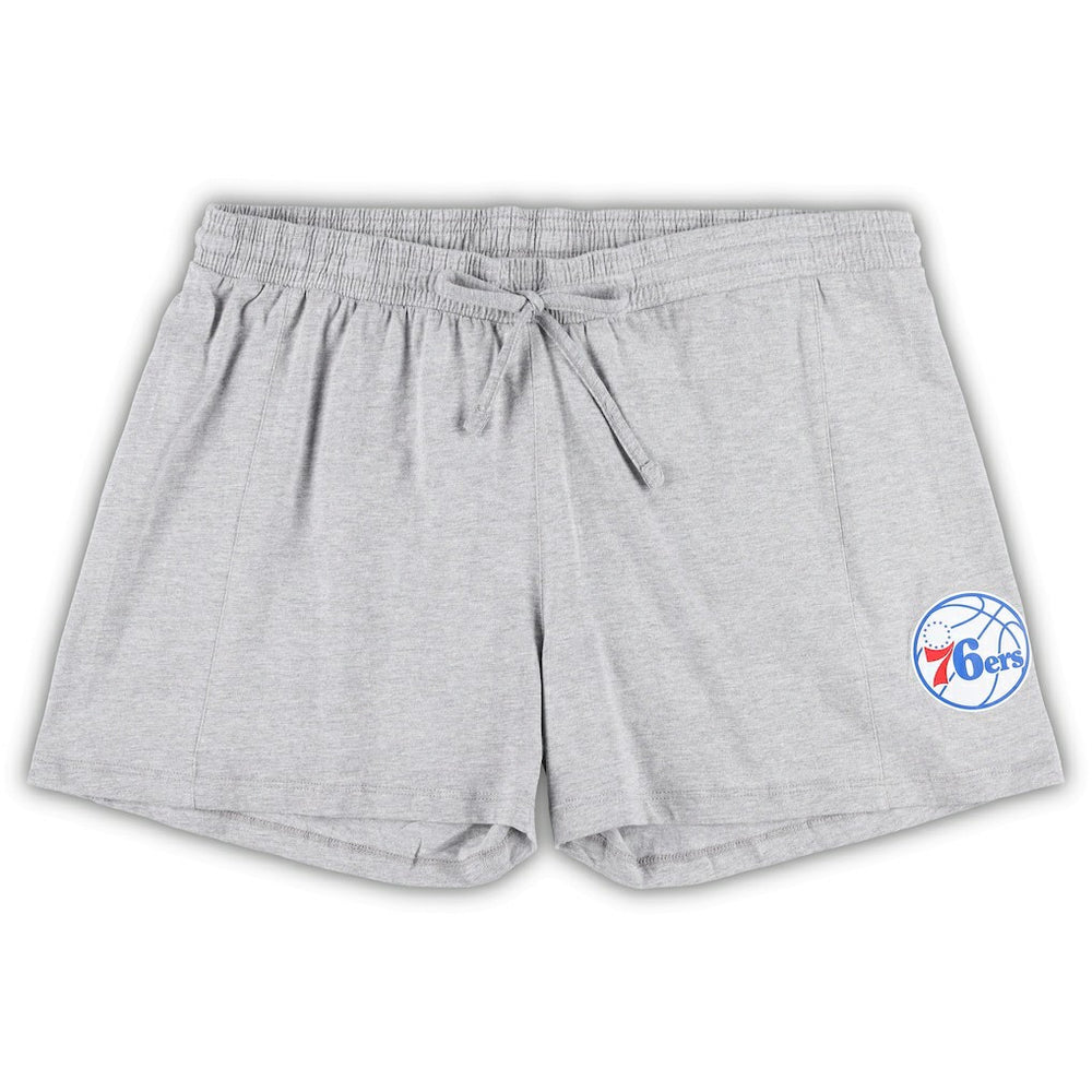 Fanatics - Philadelphia 76ers Women's Plus Size T-Shirt & Shorts Combo Set - Royal/Heather Gray