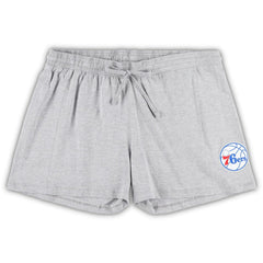 Fanatics - Philadelphia 76ers Women's Plus Size T-Shirt & Shorts Combo Set - Royal/Heather Gray