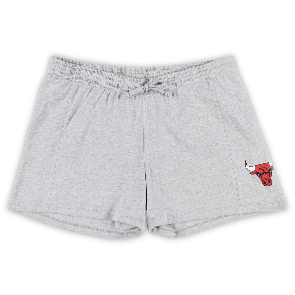 Fanatics - Chicago Bulls Women's Plus Size T-Shirt & Shorts Combo Set - Red/Heather Gray