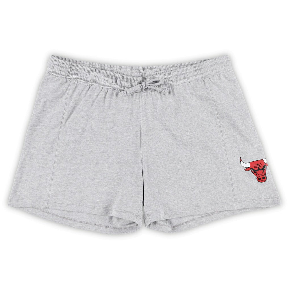 Fanatics - Chicago Bulls Women's Plus Size T-Shirt & Shorts Combo Set - Red/Heather Gray
