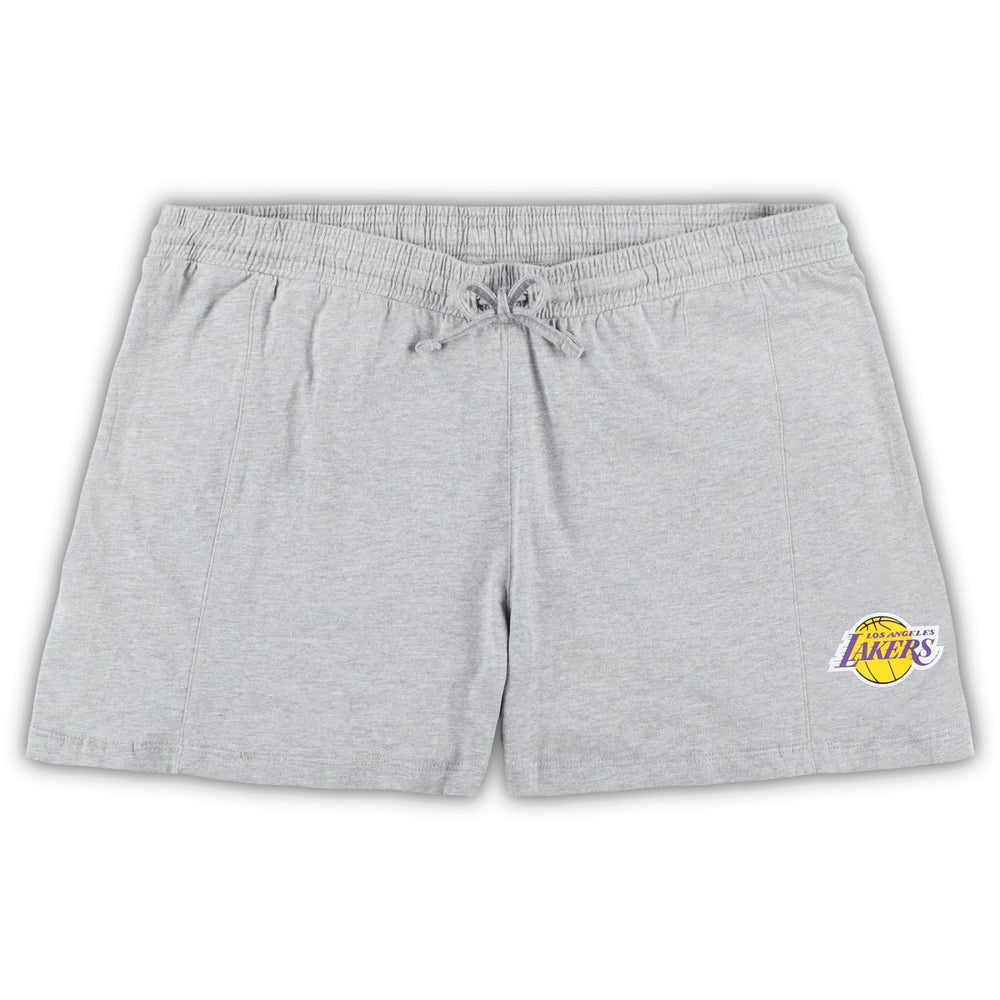 Fanatics - Los Angeles Lakers Women's Plus Size T-Shirt & Shorts Combo Set - Purple/Heather Gray