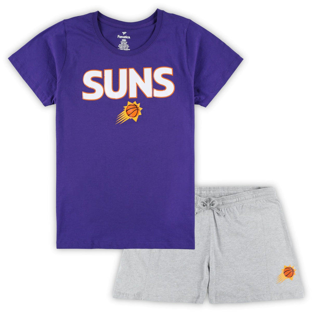 Fanatics - Phoenix Suns Women's Plus Size T-Shirt & Shorts Combo Set - Purple/Heather Gray
