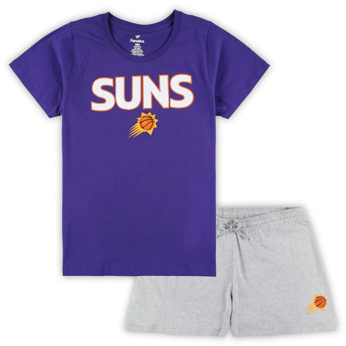 Fanatics - Phoenix Suns Women's Plus Size T-Shirt & Shorts Combo Set - Purple/Heather Gray